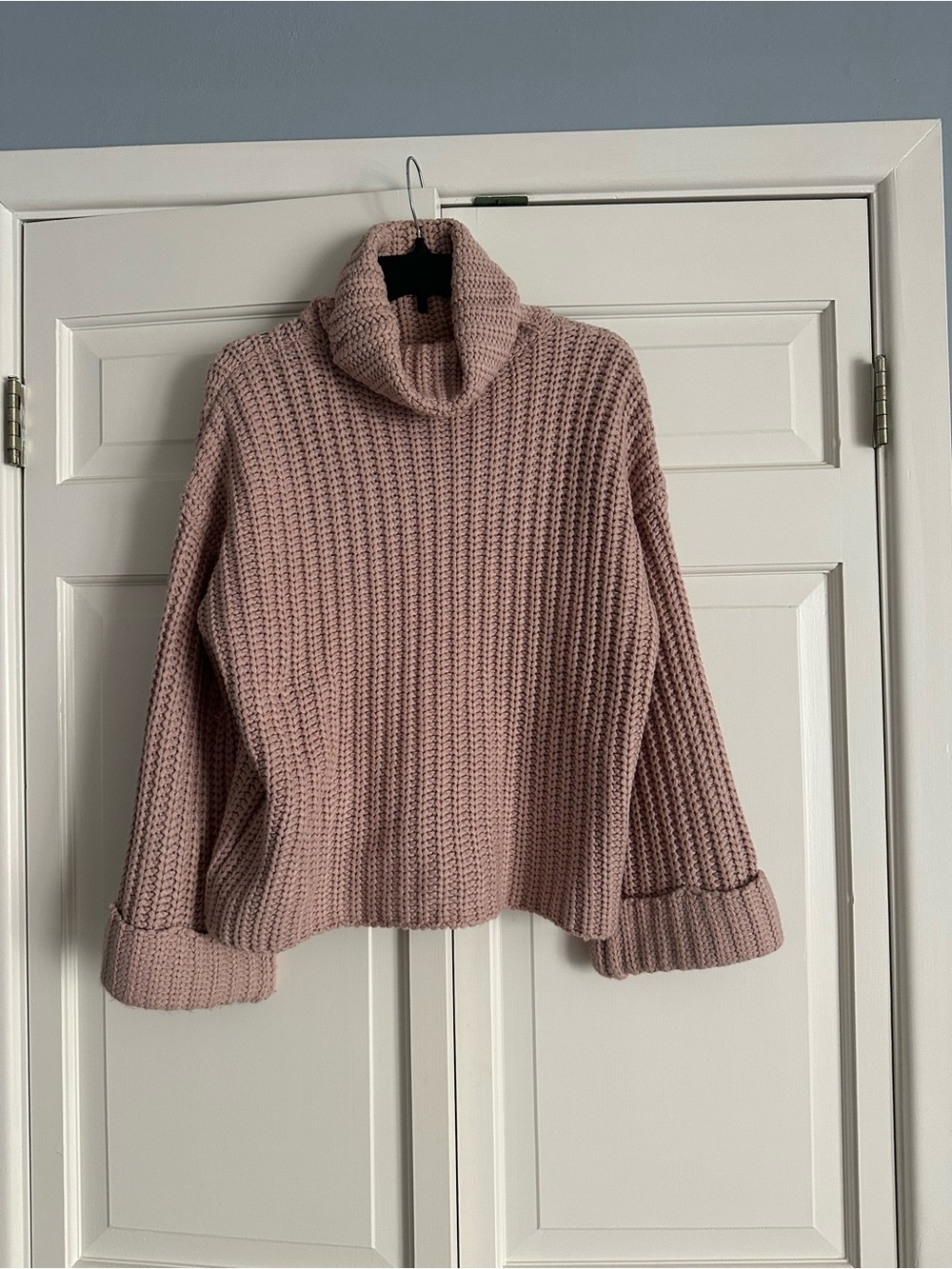 525 America Chunky Ribbed Cowl Neck Sweater - Dusty Rose